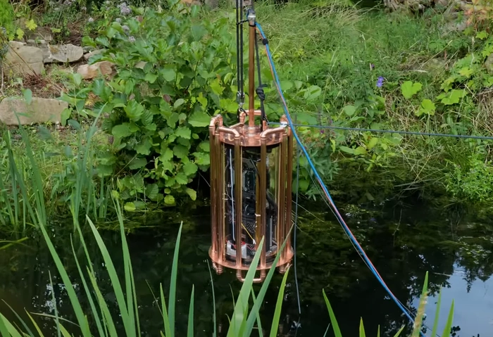 Garden pond used to watercool RTX4090 PC