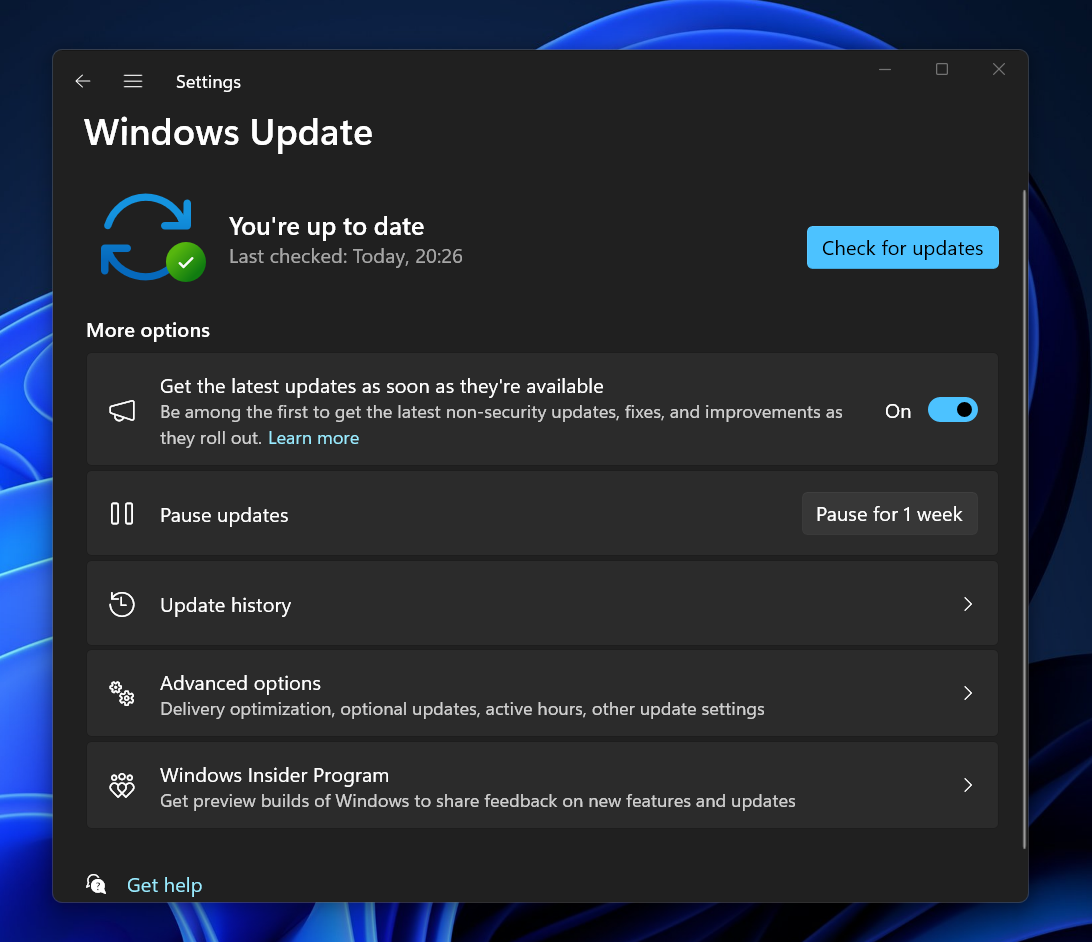 change update settings in Windows 11